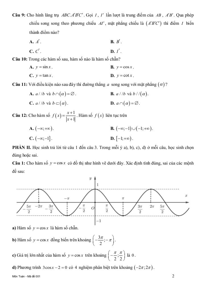 đề cuối kì 1 toán 11 năm 2024 – 2025 trường thpt trần quang diệu – quảng ngãi 1