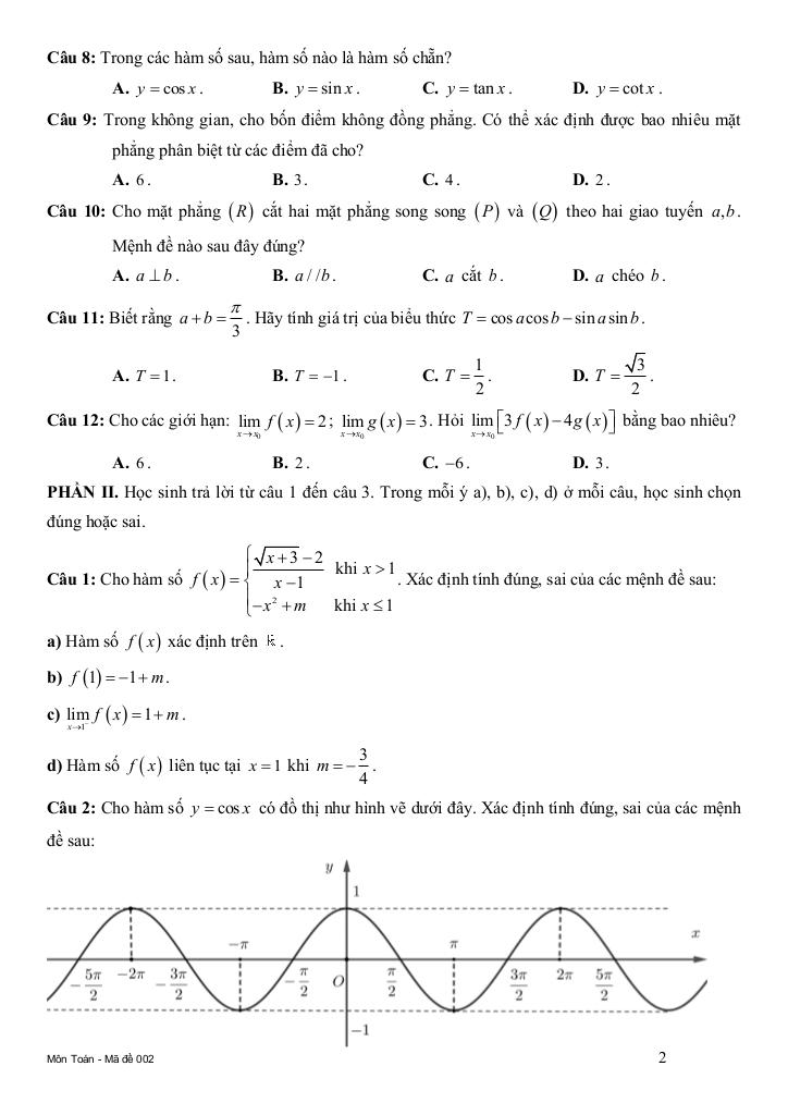 đề cuối kì 1 toán 11 năm 2024 – 2025 trường thpt trần quang diệu – quảng ngãi 5