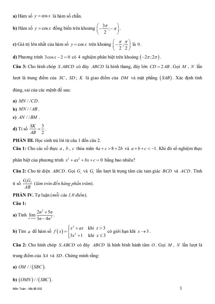 đề cuối kì 1 toán 11 năm 2024 – 2025 trường thpt trần quang diệu – quảng ngãi 6