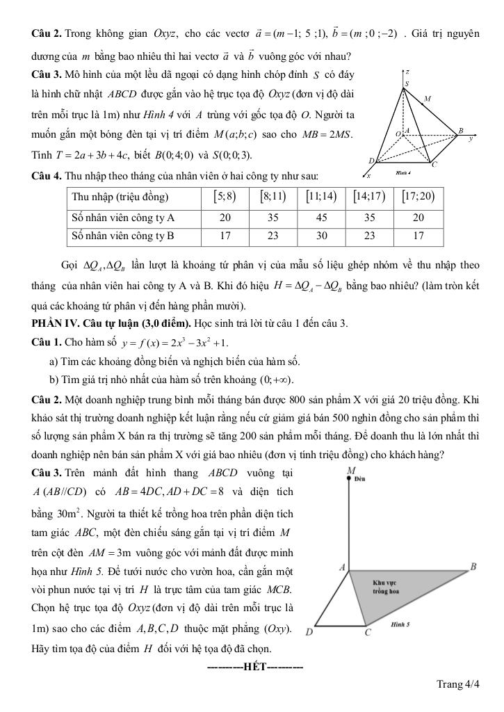 đề cuối kì 1 toán 12 năm 2024 – 2025 trường thpt hòa vang – đà nẵng 3