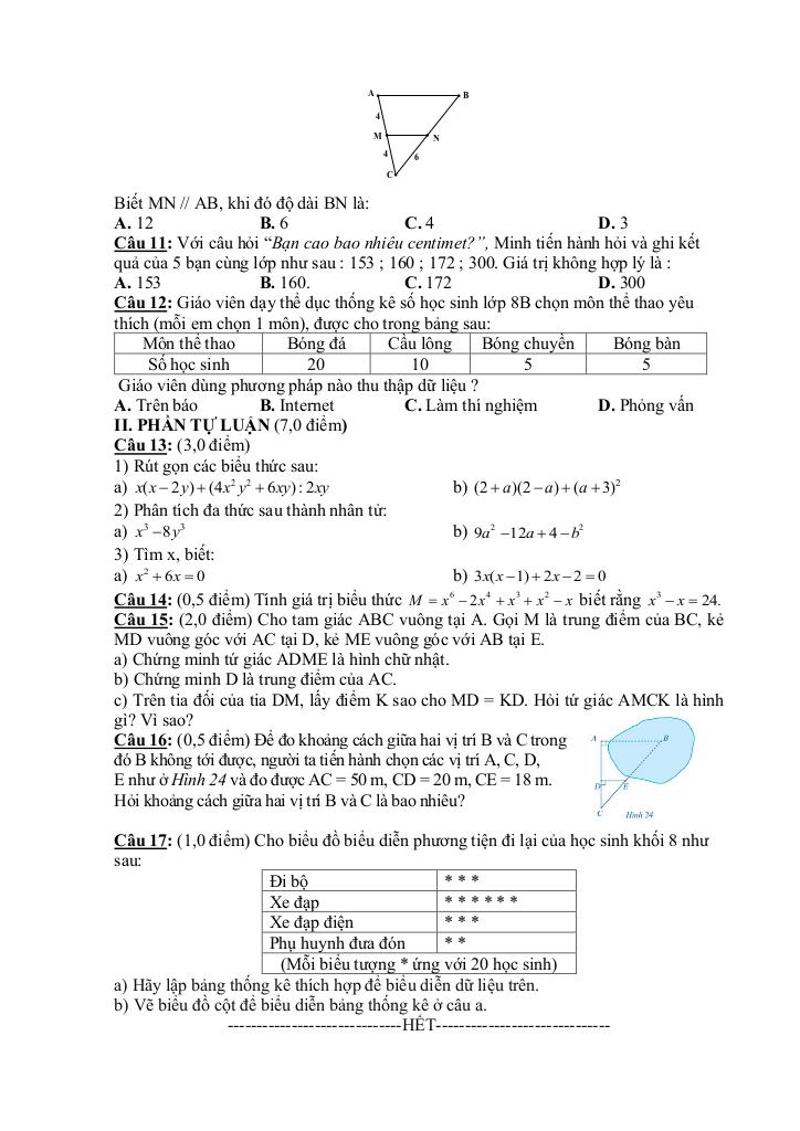 đề cuối kì 1 toán 8 năm 2024 – 2025 trường thcs nguyễn công trứ – đà nẵng 1