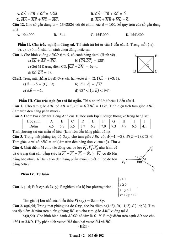 đề cuối kỳ 1 toán 10 năm 2024 – 2025 trường thpt núi thành – quảng nam 3