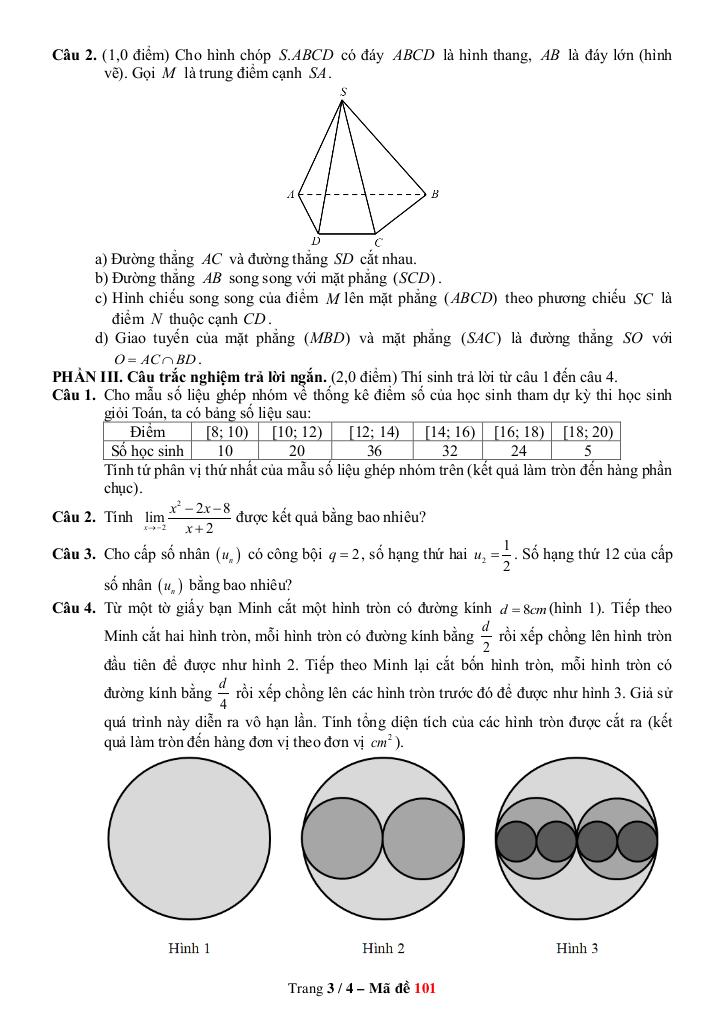 đề cuối kỳ 1 toán 11 năm 2024 – 2025 trường thpt núi thành – quảng nam 2