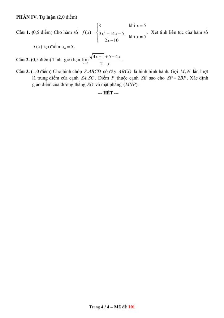 đề cuối kỳ 1 toán 11 năm 2024 – 2025 trường thpt núi thành – quảng nam 3