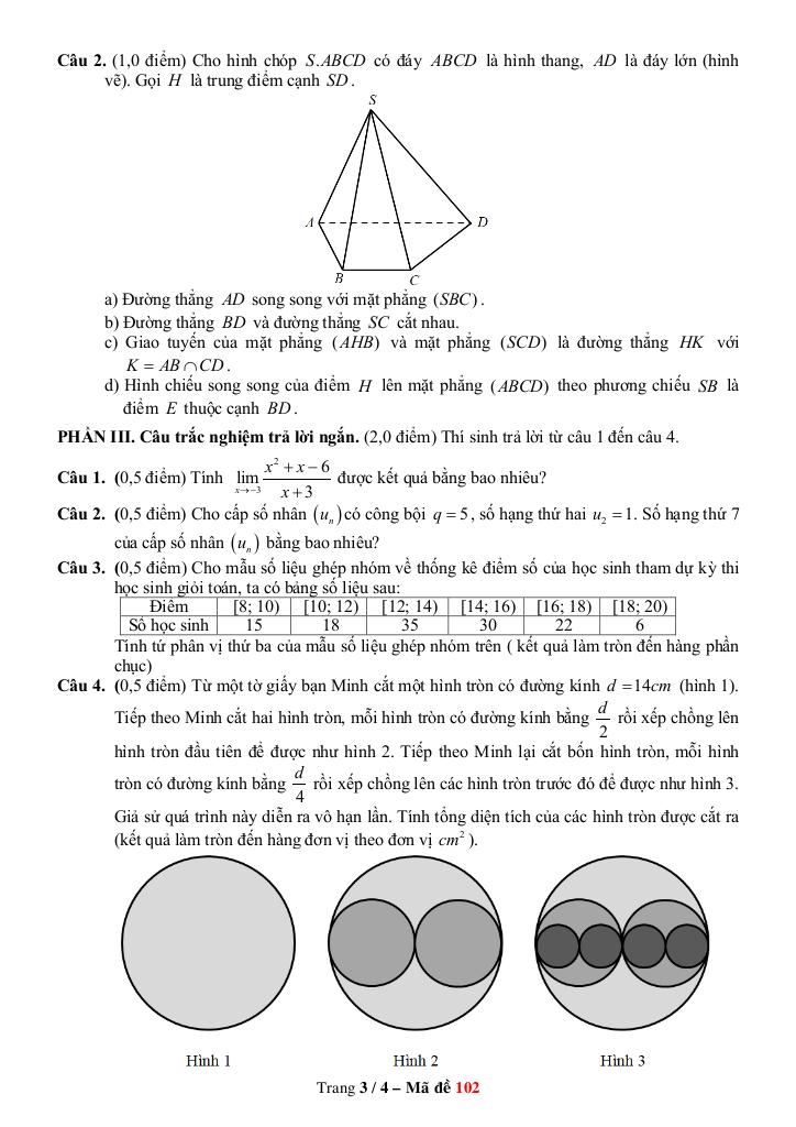 đề cuối kỳ 1 toán 11 năm 2024 – 2025 trường thpt núi thành – quảng nam 6