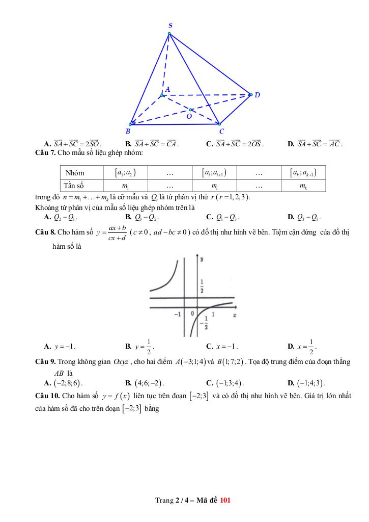 đề cuối kỳ 1 toán 12 năm 2024 – 2025 trường thpt núi thành – quảng nam 1