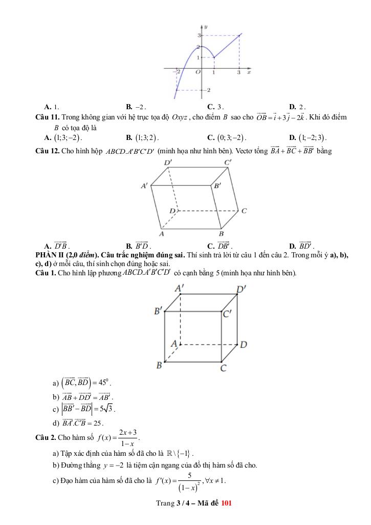 đề cuối kỳ 1 toán 12 năm 2024 – 2025 trường thpt núi thành – quảng nam 2