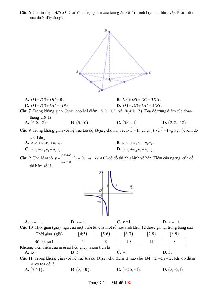 đề cuối kỳ 1 toán 12 năm 2024 – 2025 trường thpt núi thành – quảng nam 5