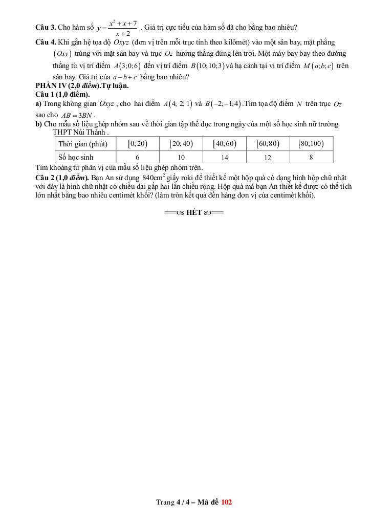 đề cuối kỳ 1 toán 12 năm 2024 – 2025 trường thpt núi thành – quảng nam 7
