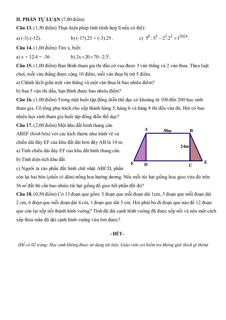 đề cuối kỳ 1 toán 6 năm 2024 – 2025 trường thcs đinh tiên hoàng – khánh hòa 5
