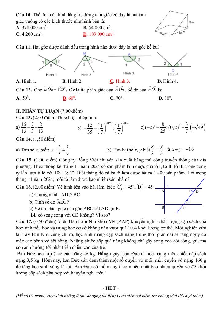 đề cuối kỳ 1 toán 7 năm 2024 – 2025 trường thcs đinh tiên hoàng – khánh hòa 4