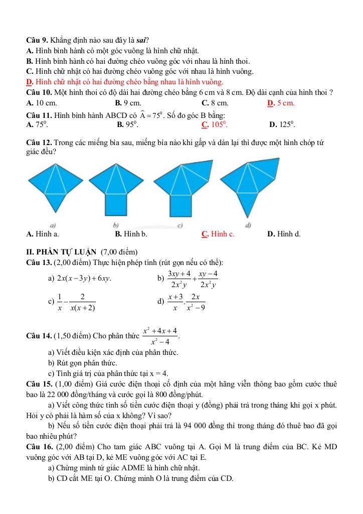 đề cuối kỳ 1 toán 8 năm 2024 – 2025 trường thcs đinh tiên hoàng – khánh hòa 4