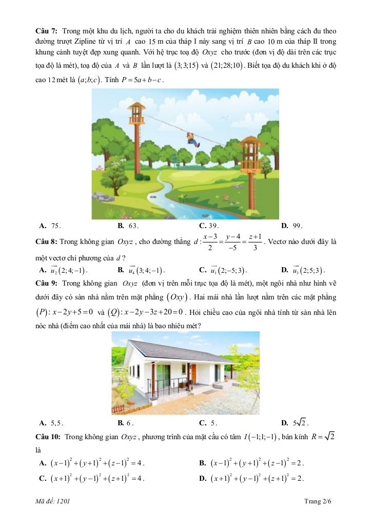 đề cuối kỳ 2 toán 12 năm 2024 – 2025 trường thpt hướng hóa – quảng trị 1
