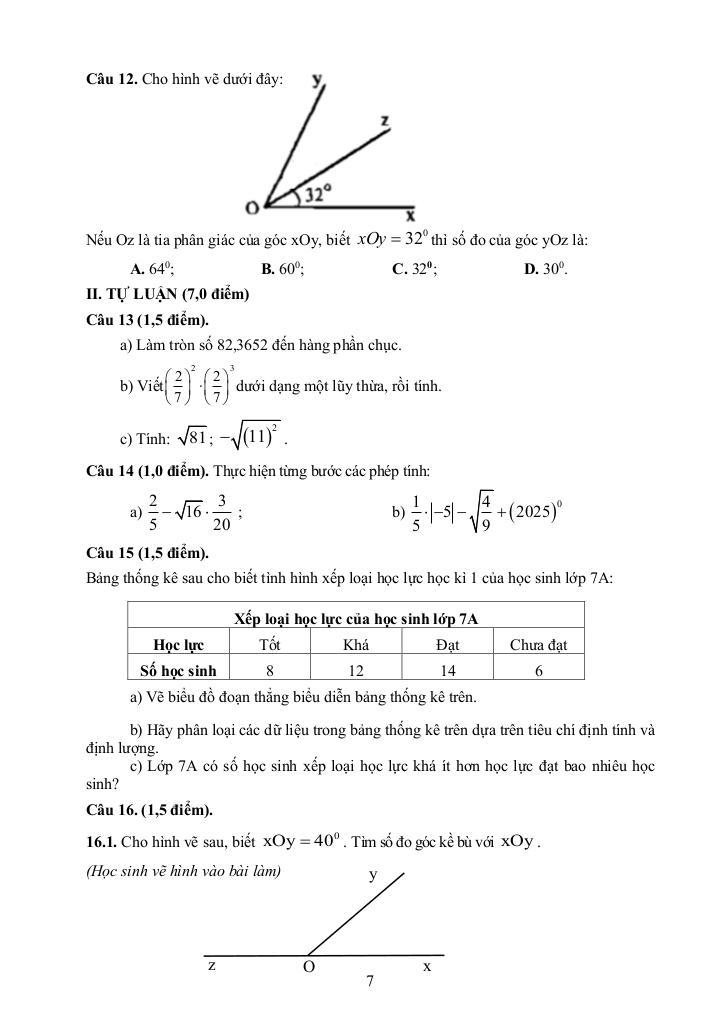 đề cương cuối học kì 1 toán 7 năm 2025 – 2026 trường thcs long toàn – tp hcm 6