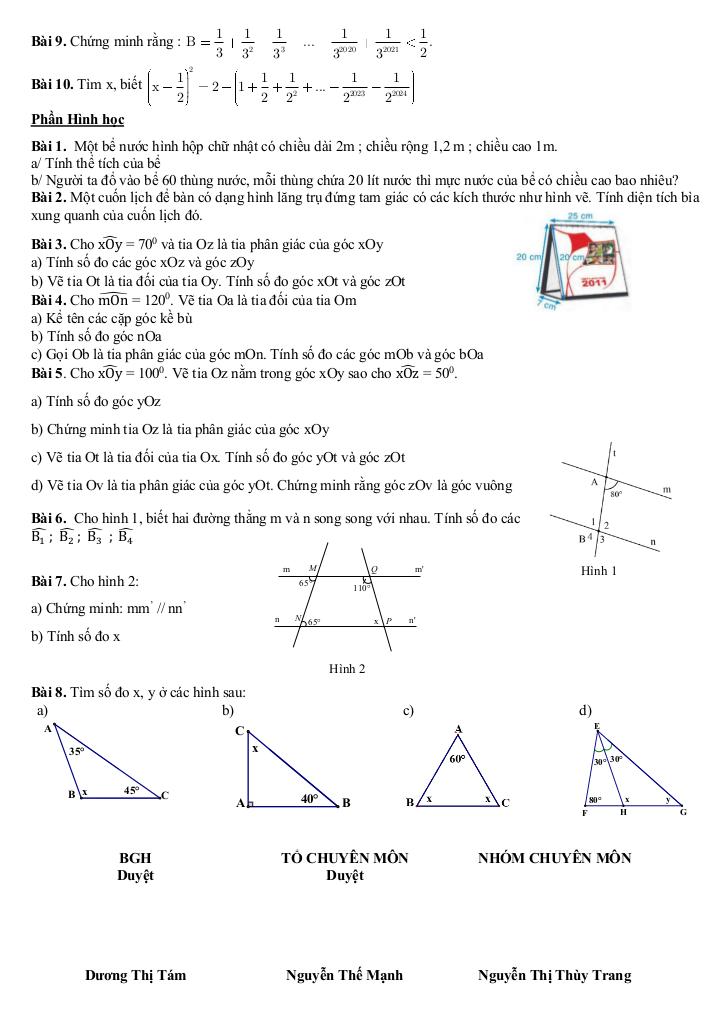 đề cương cuối học kì 1 toán 7 năm 2025 – 2026 trường thcs thanh am – hà nội 2