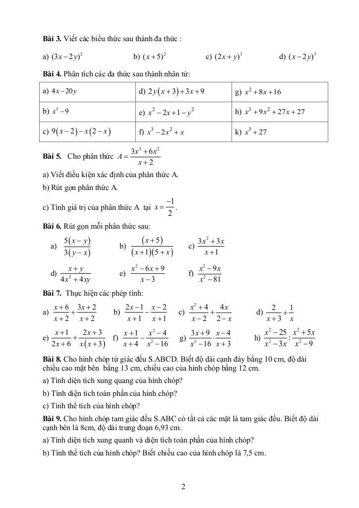 đề cương cuối học kì 1 toán 8 năm 2025 – 2026 trường thcs long toàn – tp hcm 1