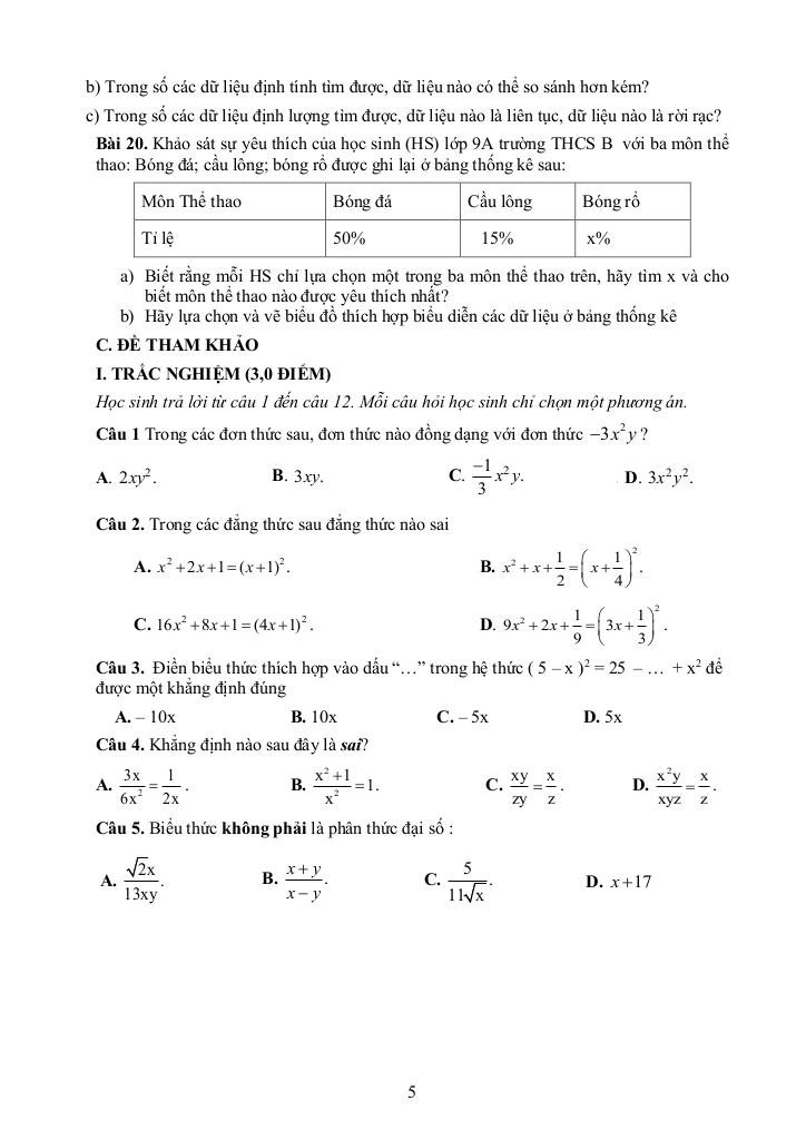 đề cương cuối học kì 1 toán 8 năm 2025 – 2026 trường thcs long toàn – tp hcm 4