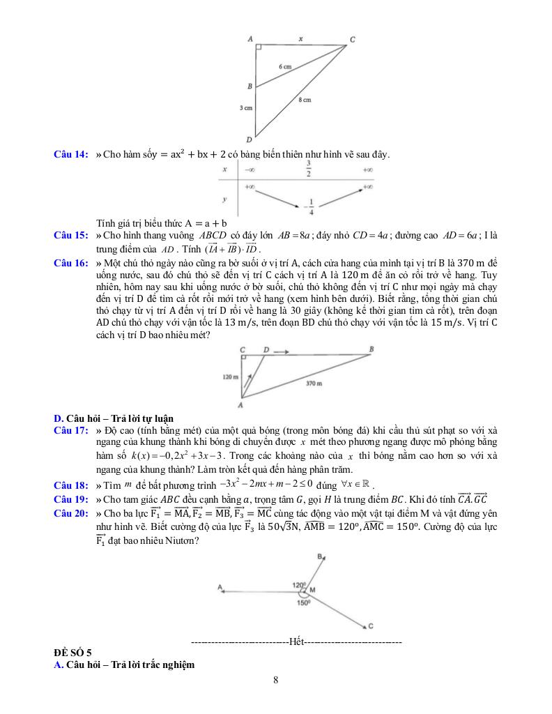 đề cương cuối kì 1 toán 10 năm 2025 – 2026 trường thpt bắc thăng long – hà nội 7