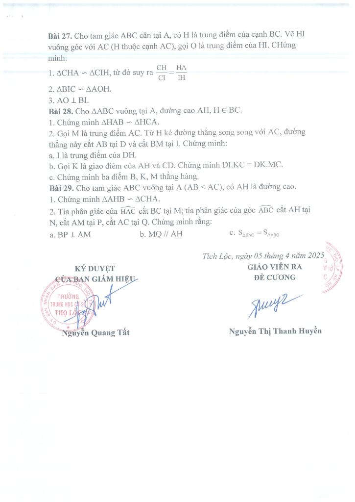 đề cương cuối kì 2 toán 8 năm 2024 – 2025 trường thcs thọ lộc – hà nội 8