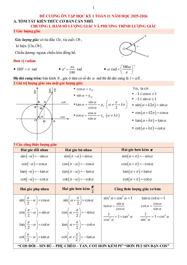 đề cương cuối kỳ 1 toán 11 năm 2025 – 2026 trường thpt đức trọng – lâm đồng - hình 1