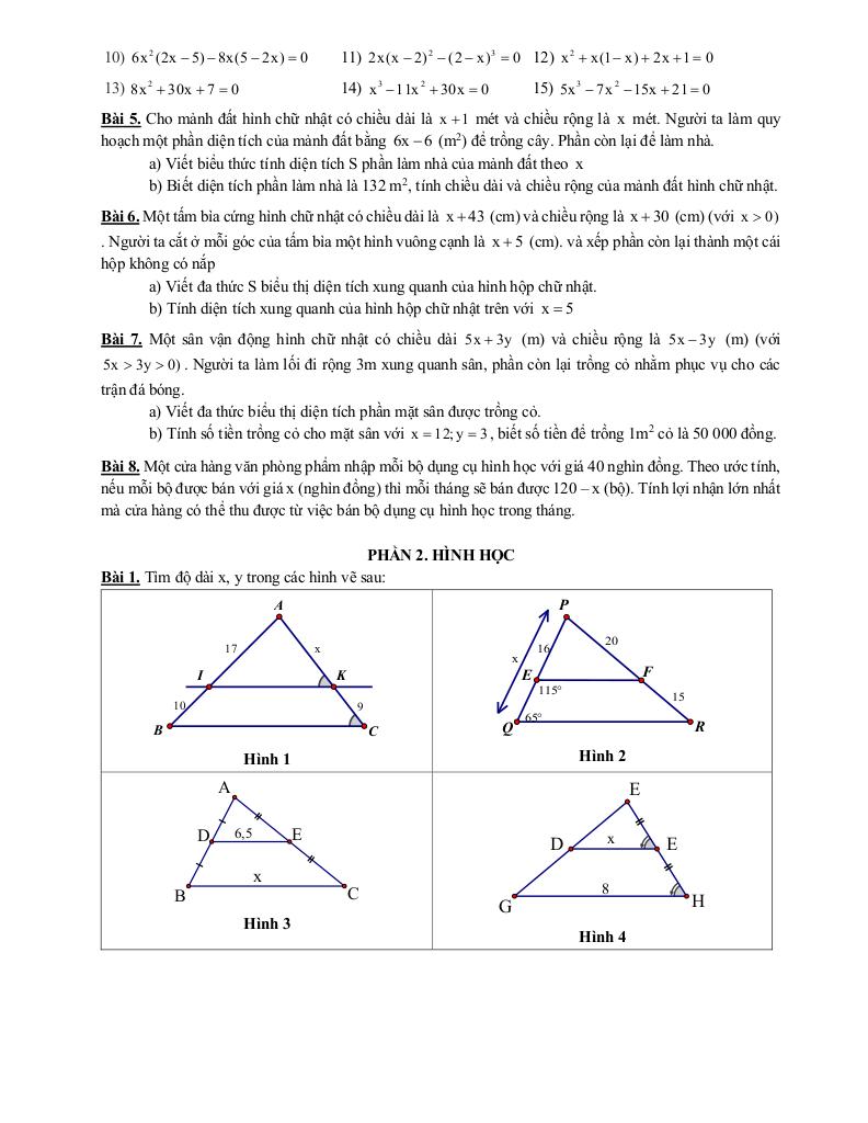 đề cương cuối kỳ 1 toán 8 năm 2025 – 2026 trường thcs thành công – hà nội 1