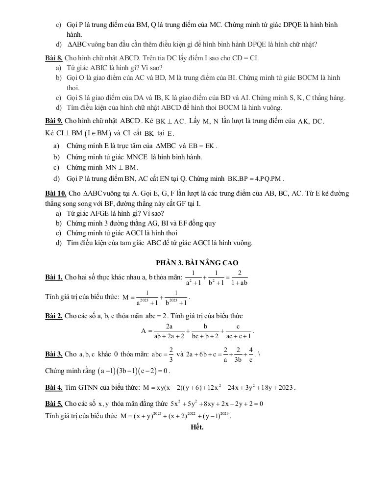 đề cương cuối kỳ 1 toán 8 năm 2025 – 2026 trường thcs thành công – hà nội 3