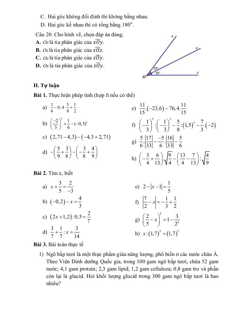 đề cương giữa học kì 1 toán 7 năm 2025 – 2026 trường thcs tân mai – hà nội 2