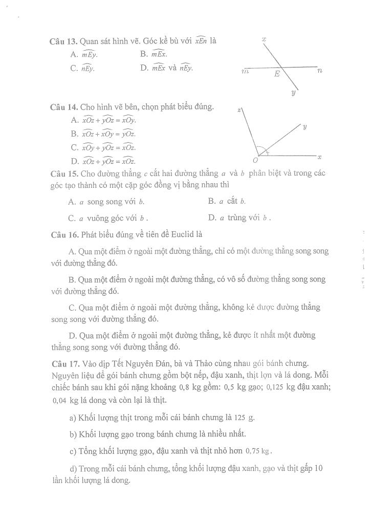 đề cương giữa học kì 1 toán 7 năm 2025 – 2026 trường thcs thọ lộc – hà nội 2