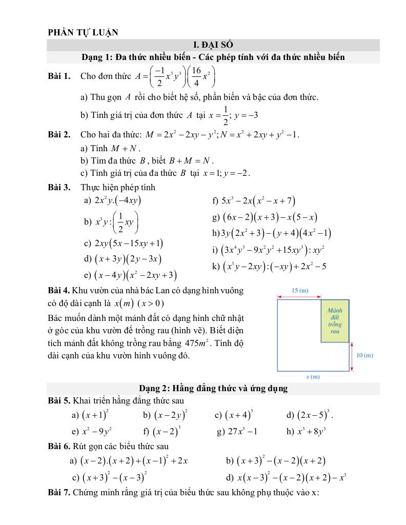 đề cương giữa học kì 1 toán 8 năm 2025 – 2026 trường thcs mai động – hà nội 3