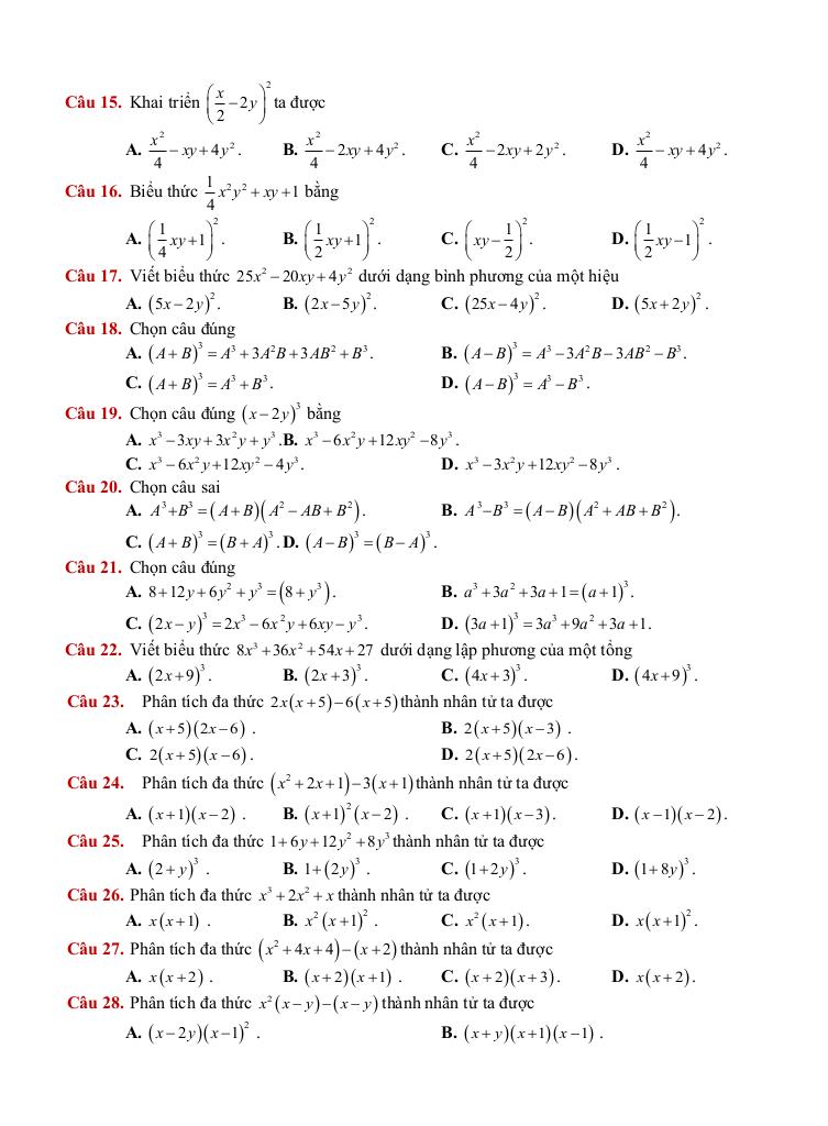 đề cương giữa học kì 1 toán 8 năm 2025 – 2026 trường thcs phước nguyên – tp hcm 1