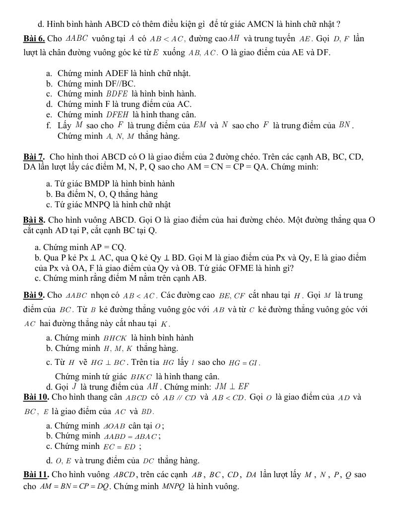 đề cương giữa học kì 1 toán 8 năm 2025 – 2026 trường thcs thăng long – hà nội 3