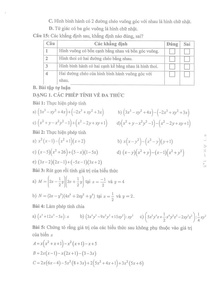 đề cương giữa học kì 1 toán 8 năm 2025 – 2026 trường thcs thọ lộc – hà nội 2