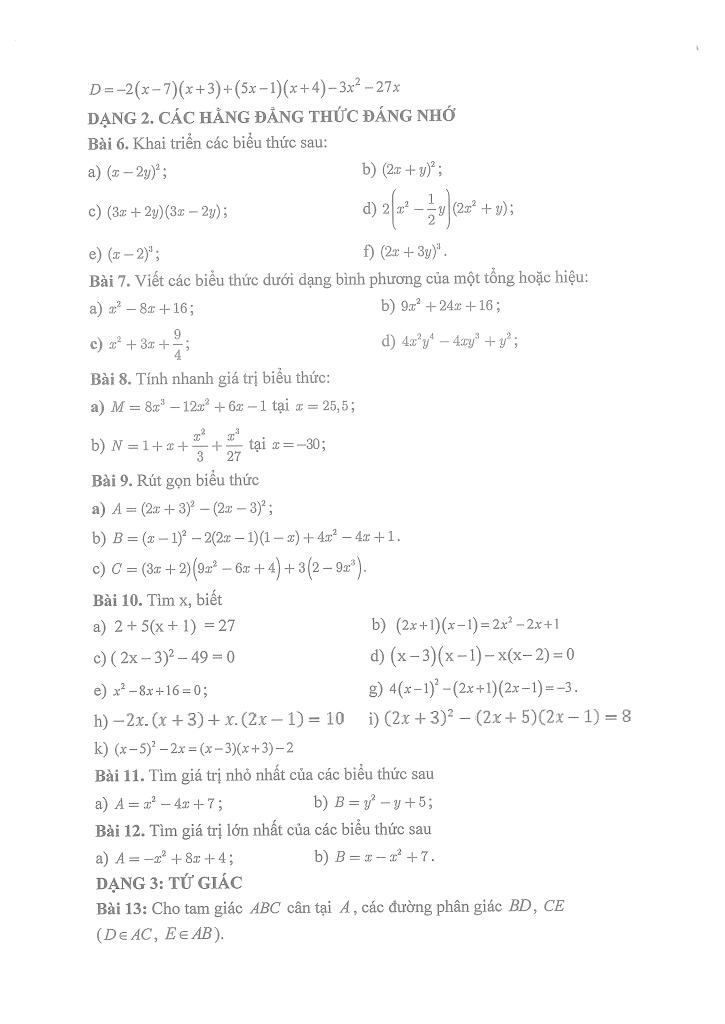 đề cương giữa học kì 1 toán 8 năm 2025 – 2026 trường thcs thọ lộc – hà nội 3