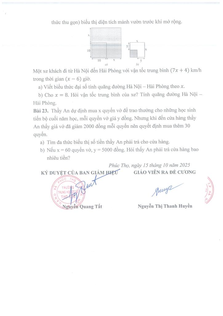 đề cương giữa học kì 1 toán 8 năm 2025 – 2026 trường thcs thọ lộc – hà nội 6