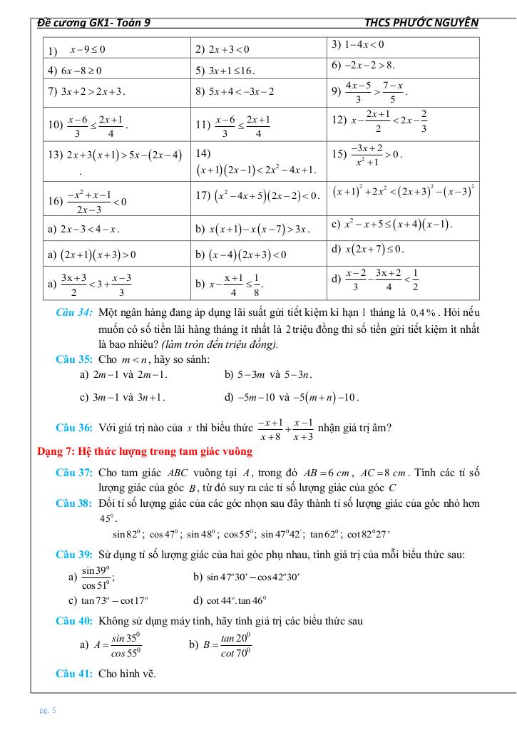 đề cương giữa học kì 1 toán 9 năm 2025 – 2026 trường thcs phước nguyên – tp hcm 4