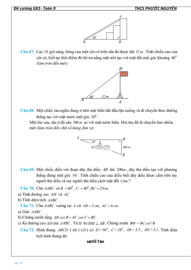 đề cương giữa học kì 1 toán 9 năm 2025 – 2026 trường thcs phước nguyên – tp hcm 9