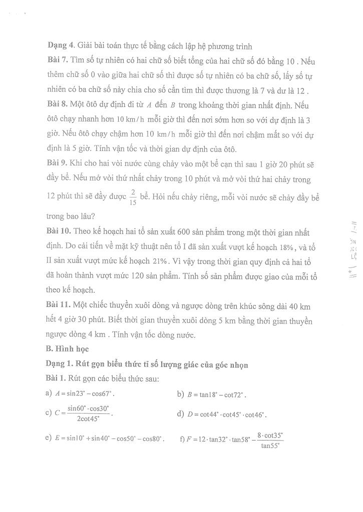 đề cương giữa học kì 1 toán 9 năm 2025 – 2026 trường thcs thọ lộc – hà nội 2