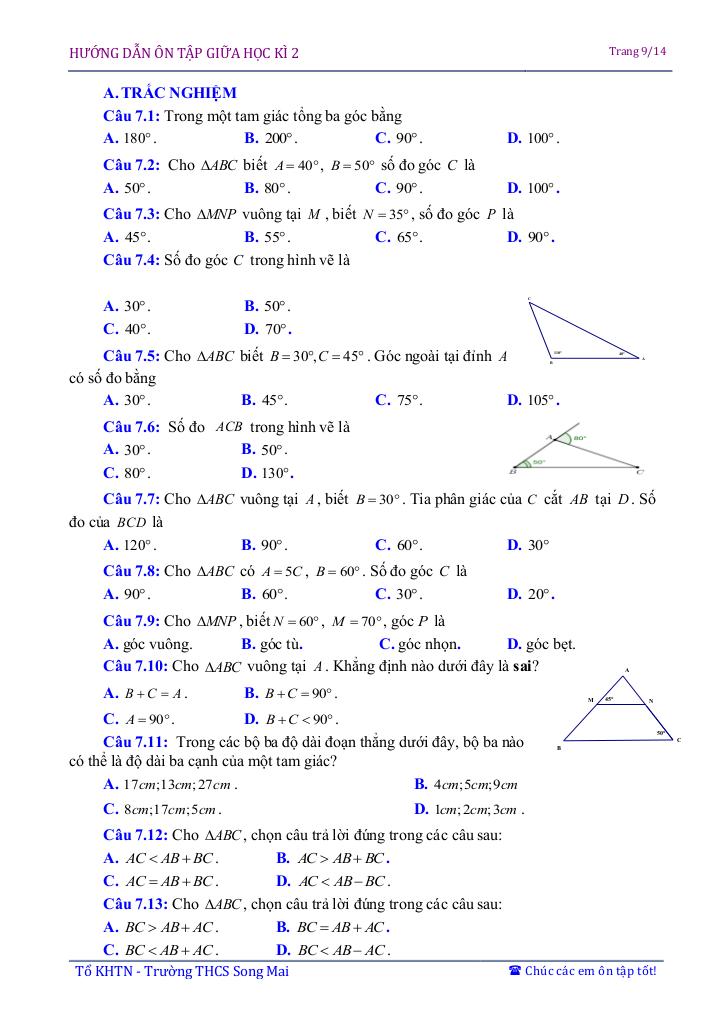 đề cương giữa học kì 2 toán 7 năm 2023 – 2024 trường thcs song mai – bắc giang 8