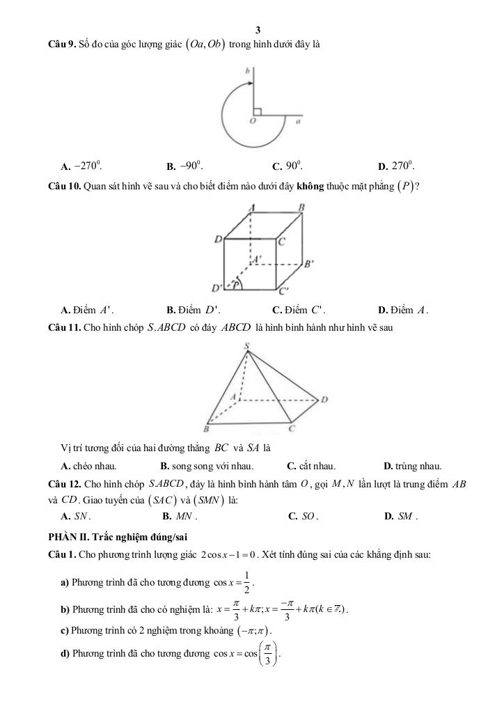 đề cương giữa học kỳ 1 toán 11 năm 2025 – 2026 trường thpt sơn động 3 – bắc ninh 2