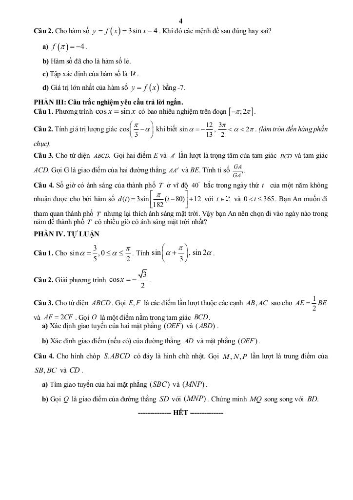 đề cương giữa học kỳ 1 toán 11 năm 2025 – 2026 trường thpt sơn động 3 – bắc ninh 3