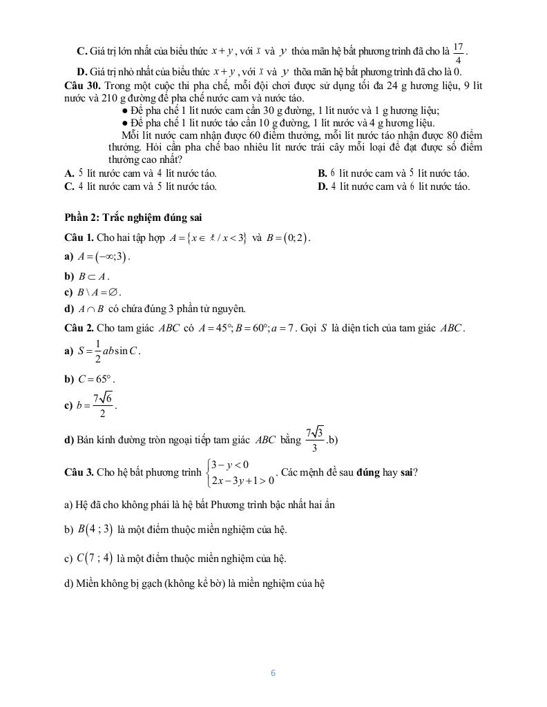 đề cương giữa kì 1 toán 10 năm 2025 – 2026 trường thpt bùi hữu nghĩa – cần thơ 5