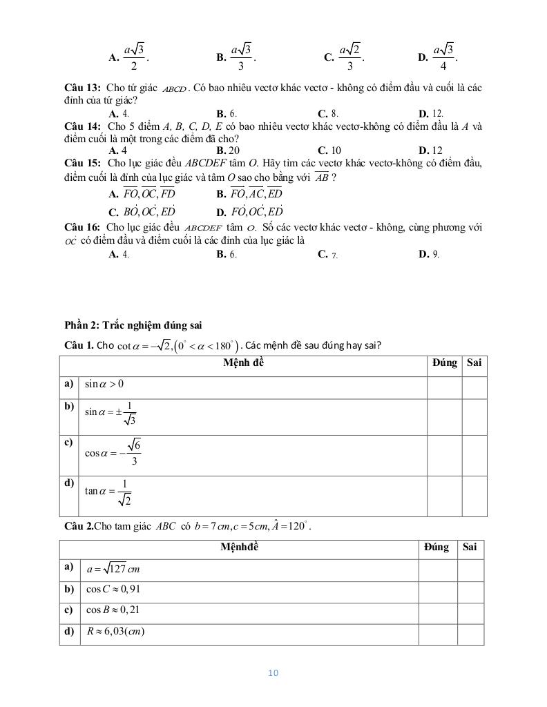 đề cương giữa kì 1 toán 10 năm 2025 – 2026 trường thpt bùi hữu nghĩa – cần thơ 9