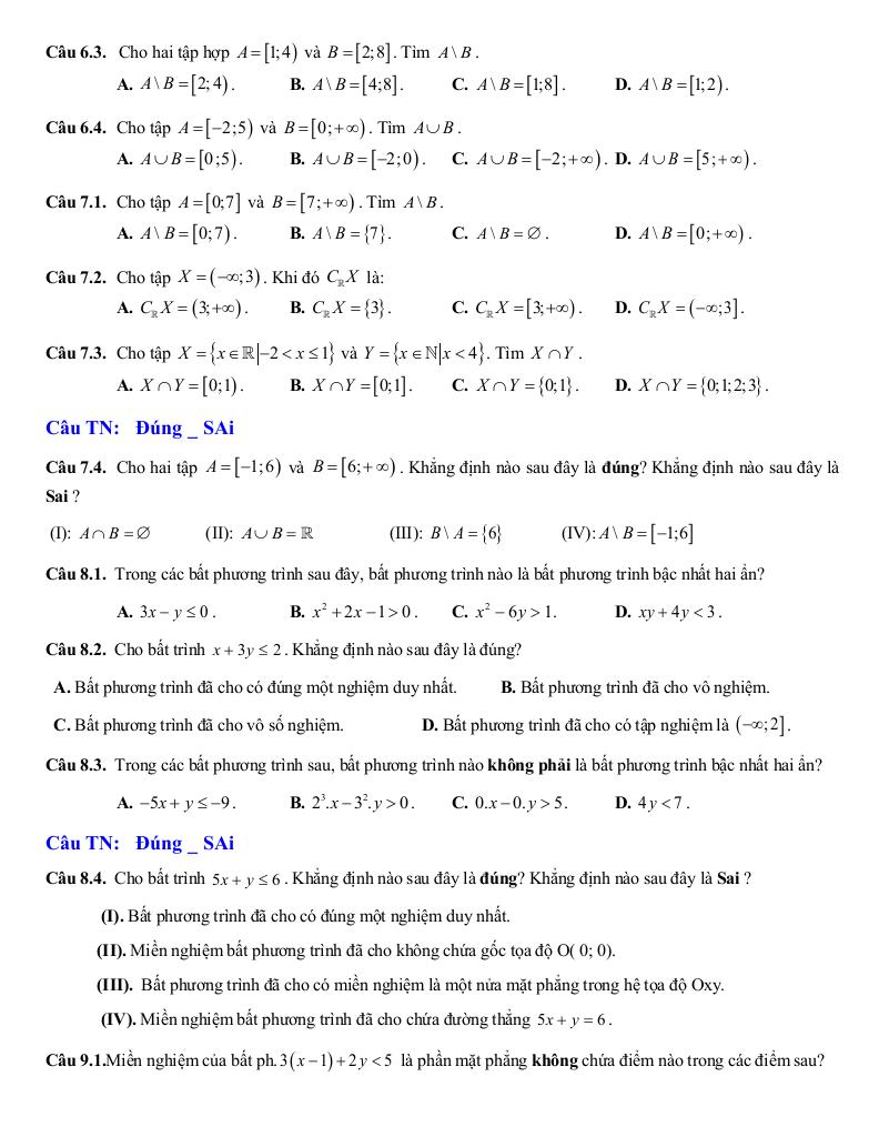 đề cương giữa kì 1 toán 10 năm 2025 – 2026 trường thpt đức trọng – lâm đồng 2