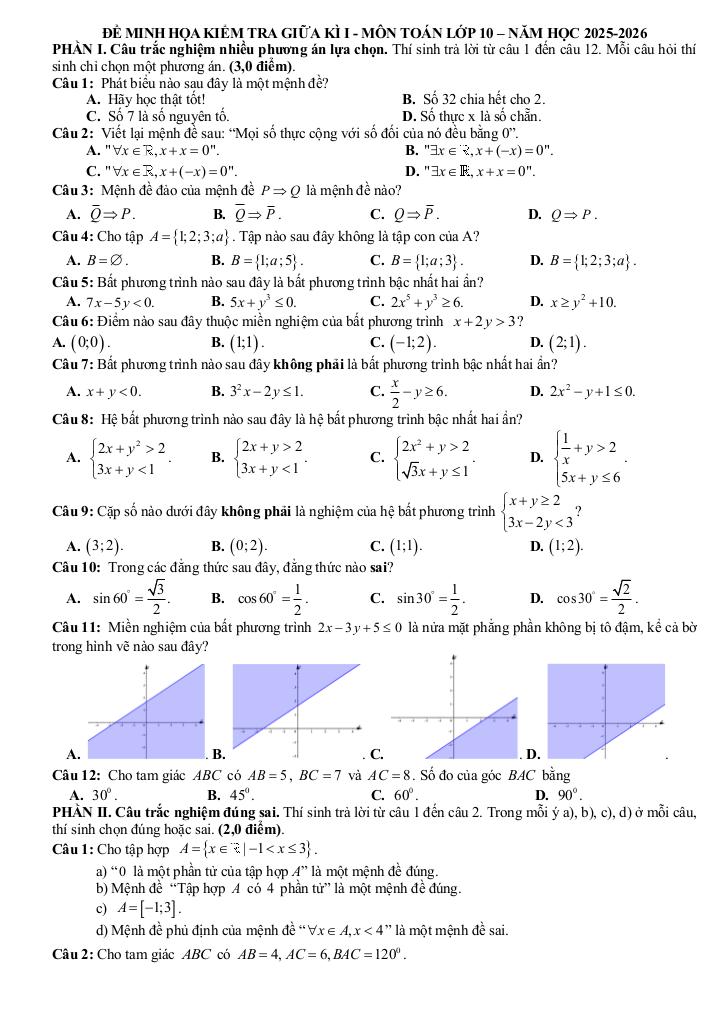 đề cương giữa kì 1 toán 10 năm 2025 – 2026 trường thpt hướng hóa – quảng trị 5