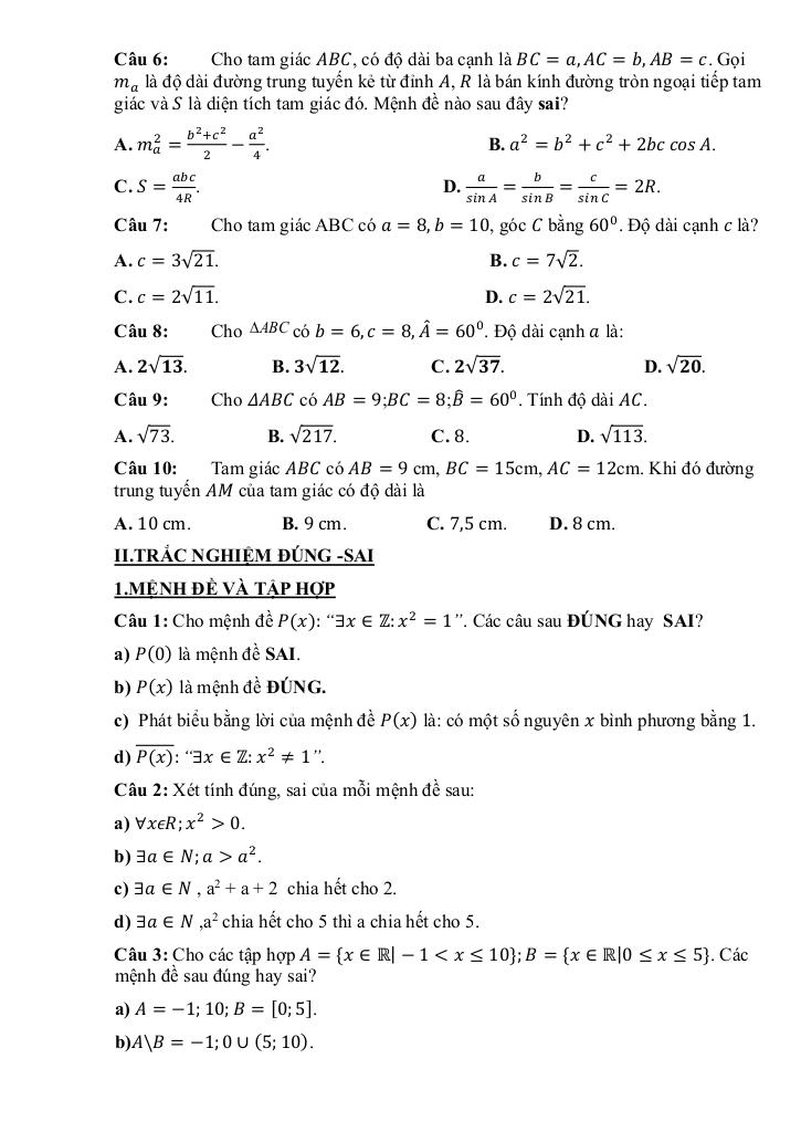 đề cương giữa kì 1 toán 10 năm 2025 – 2026 trường thpt quế sơn – đà nẵng 5