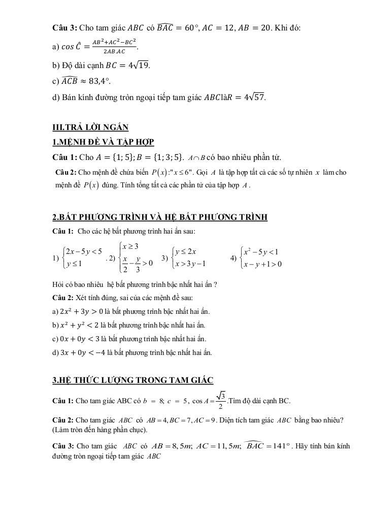 đề cương giữa kì 1 toán 10 năm 2025 – 2026 trường thpt quế sơn – đà nẵng 7
