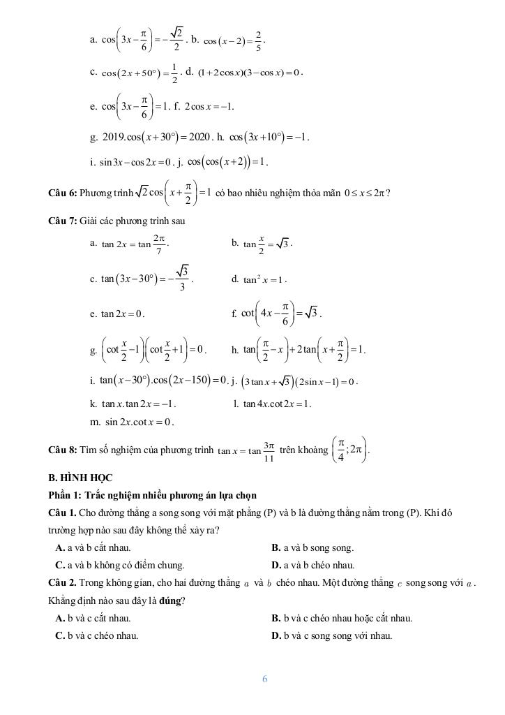đề cương giữa kì 1 toán 11 năm 2025 – 2026 trường thpt bùi hữu nghĩa – cần thơ 5