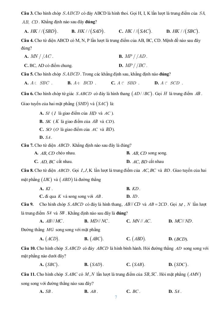 đề cương giữa kì 1 toán 11 năm 2025 – 2026 trường thpt bùi hữu nghĩa – cần thơ 6