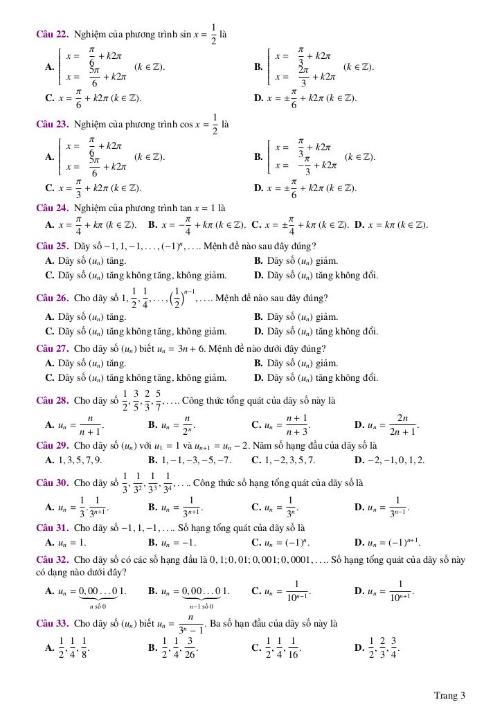 đề cương giữa kì 1 toán 11 năm 2025 – 2026 trường thpt đức trọng – lâm đồng 2