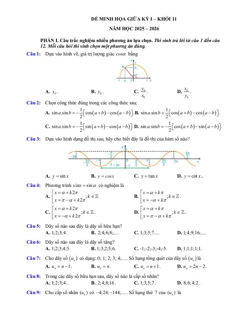 đề cương giữa kì 1 toán 11 năm 2025 – 2026 trường thpt hướng hóa – quảng trị 5